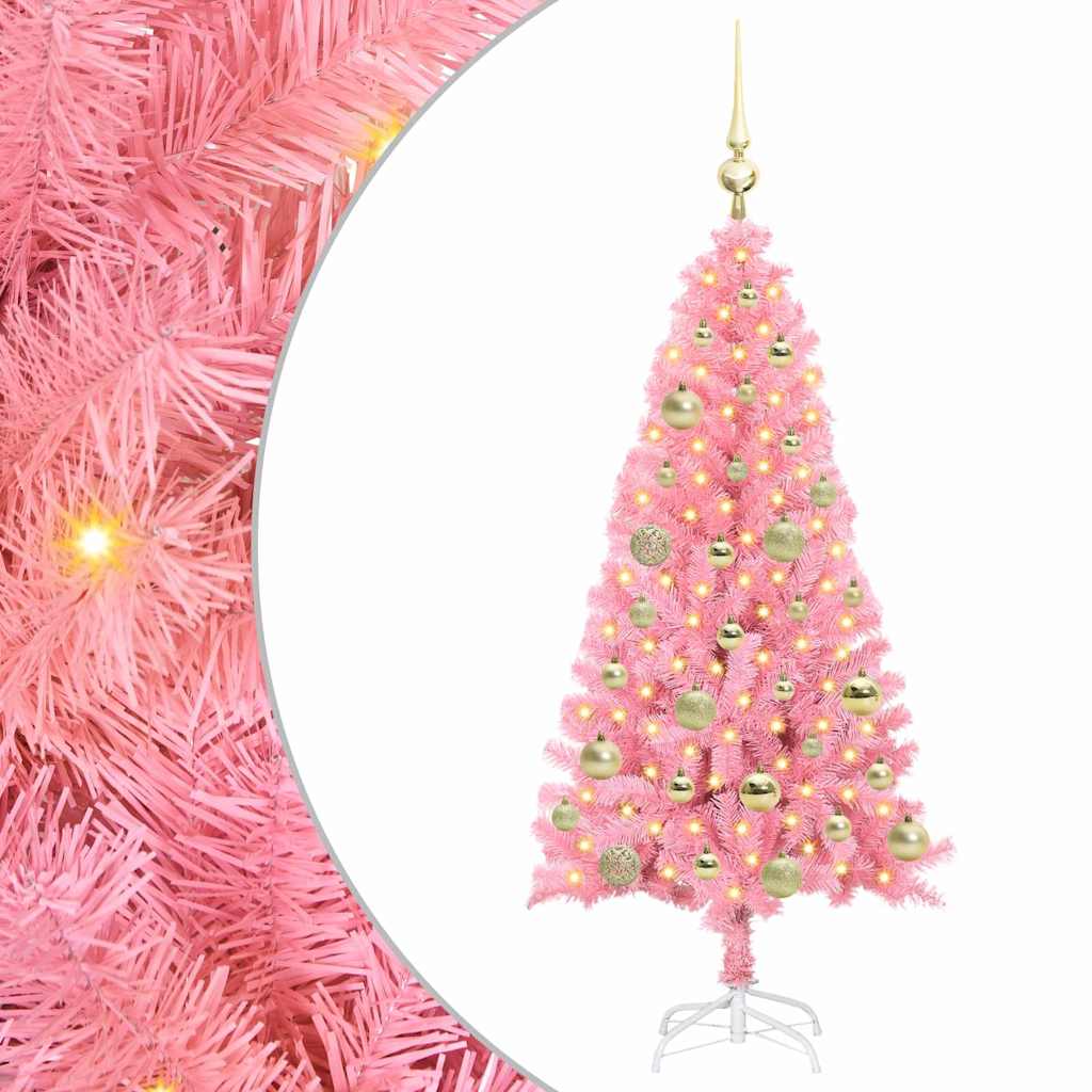 Christmas Tree with 150 LEDs with Stand Pink 120 cm PVC