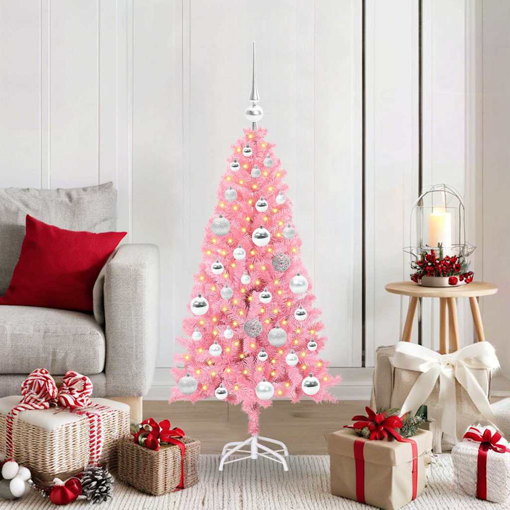 Christmas Tree with 150 LEDs with Stand Pink 120 cm PVC