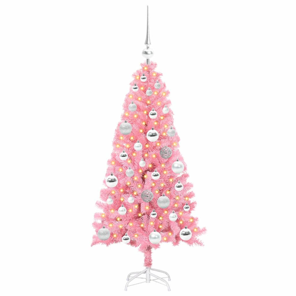 Christmas Tree with 150 LEDs with Stand Pink 120 cm PVC