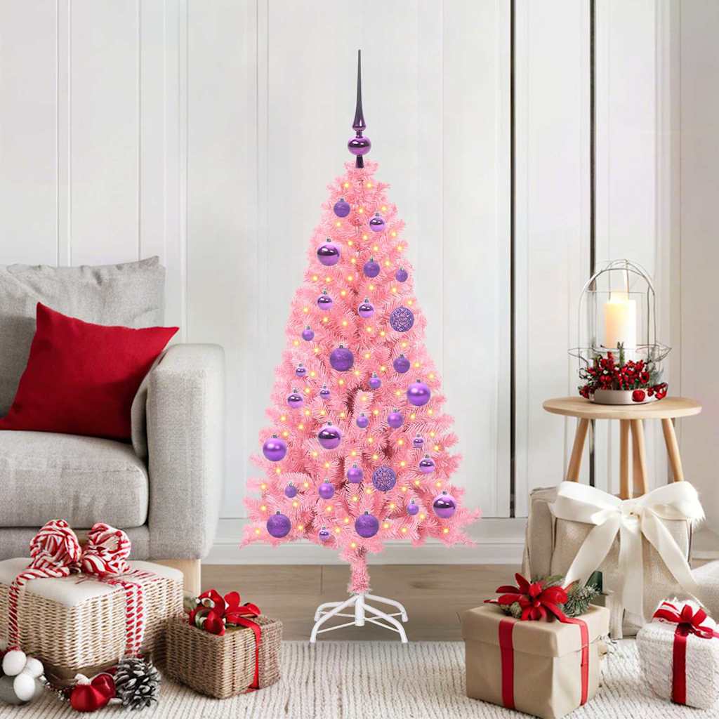Christmas Tree with 150 LEDs with Stand Pink 120 cm PVC