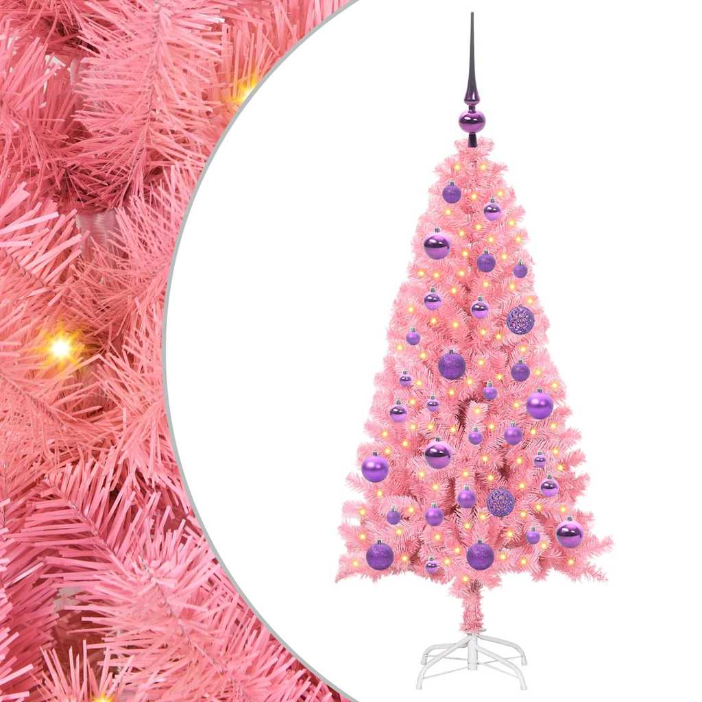 Christmas Tree with 150 LEDs with Stand Pink 120 cm PVC