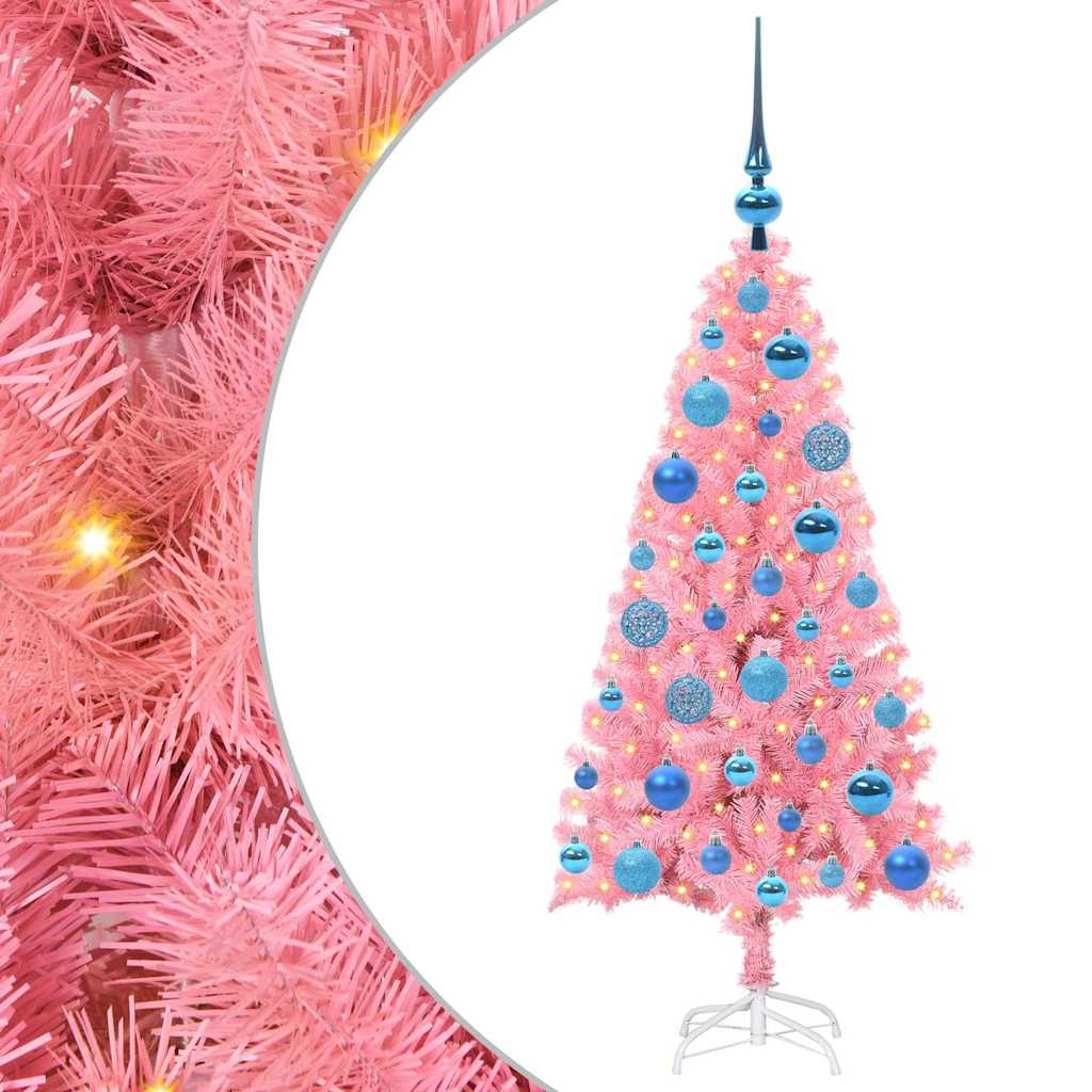 Christmas Tree with 150 LEDs with Stand Pink 120 cm PVC