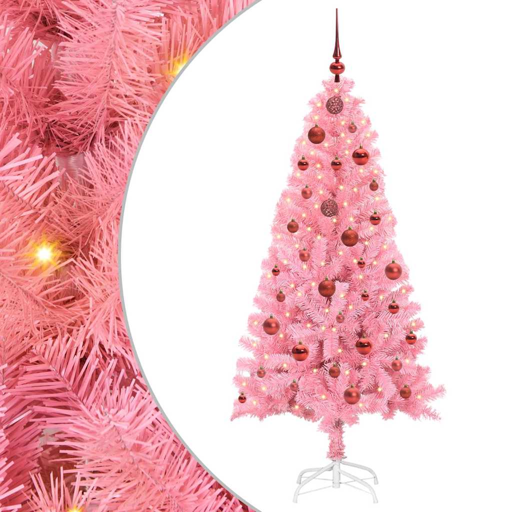 Christmas Tree with 150 LEDs with Stand Pink 150 cm PVC