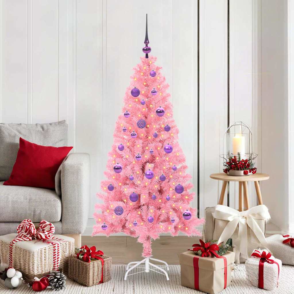Christmas Tree with 150 LEDs with Stand Pink 150 cm PVC