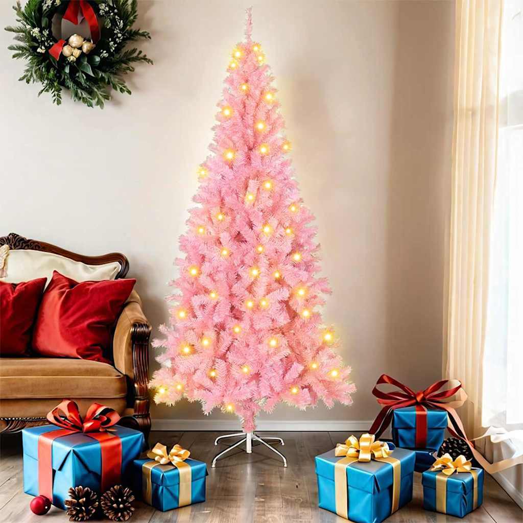 Christmas Tree with 300 LEDs with Stand Pink 180 cm PVC