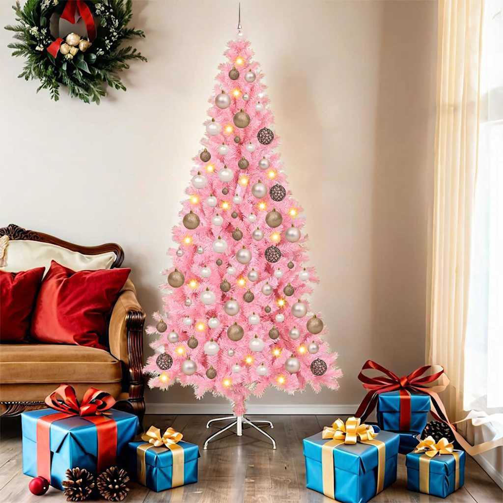 Christmas Tree with 300 LEDs with Stand Pink 180 cm PVC