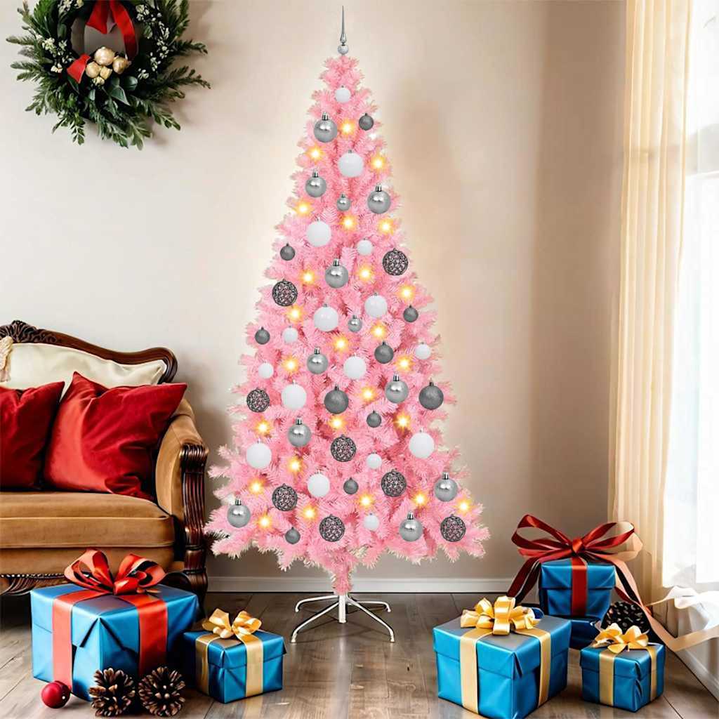 Christmas Tree with 300 LEDs with Stand Pink 180 cm PVC