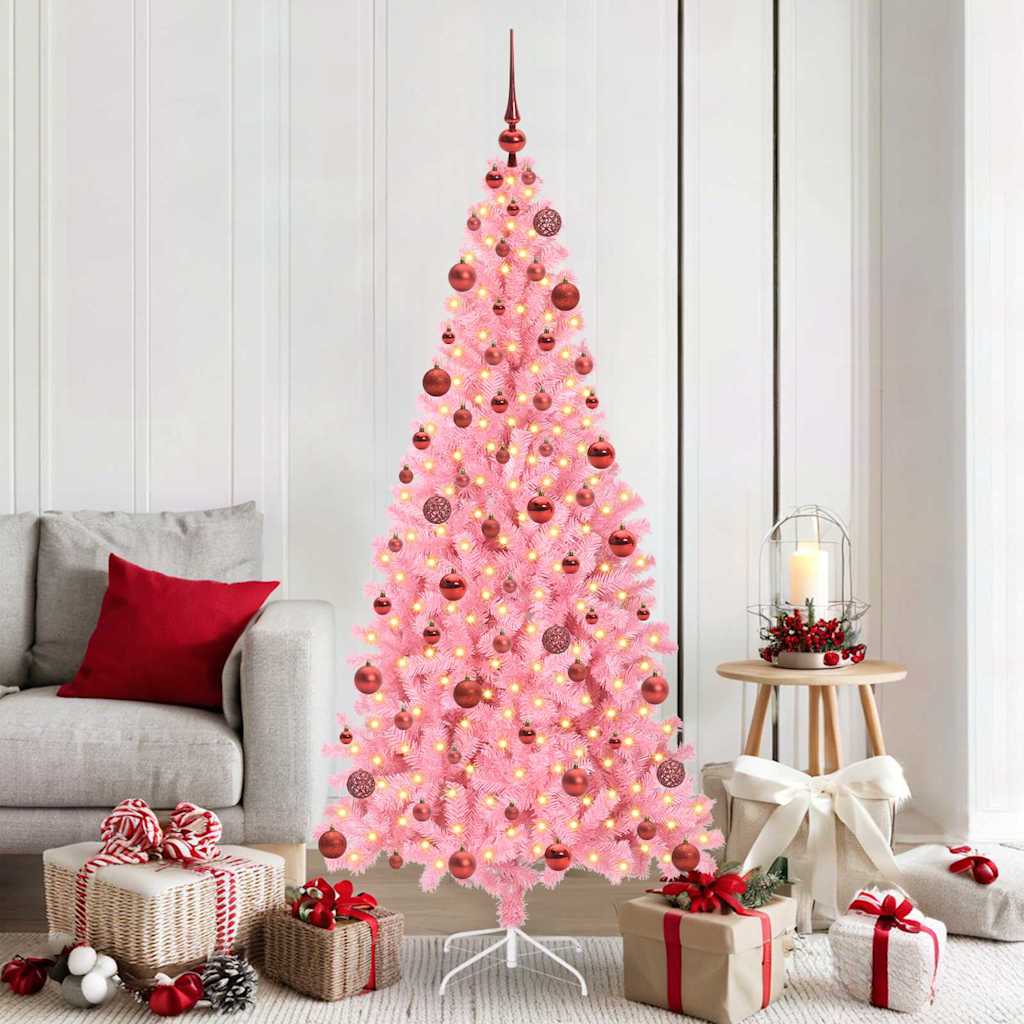 Christmas Tree with 300 LEDs with Stand Pink 180 cm PVC