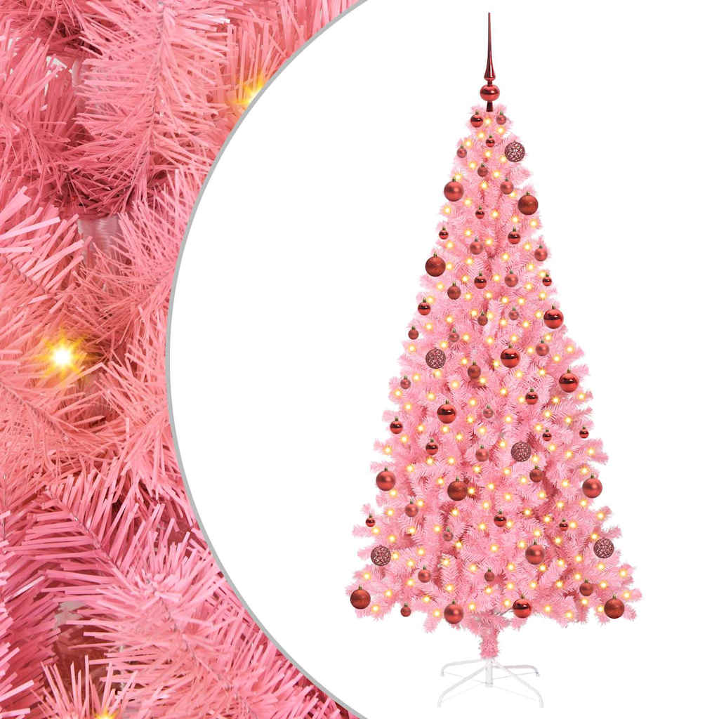 Christmas Tree with 300 LEDs with Stand Pink 180 cm PVC