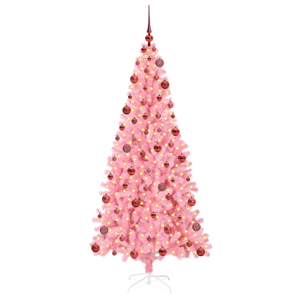 Christmas Tree with 300 LEDs with Stand Pink 180 cm PVC