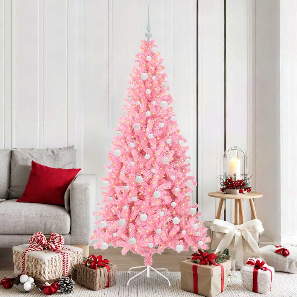 Christmas Tree with 300 LEDs with Stand Pink 180 cm PVC