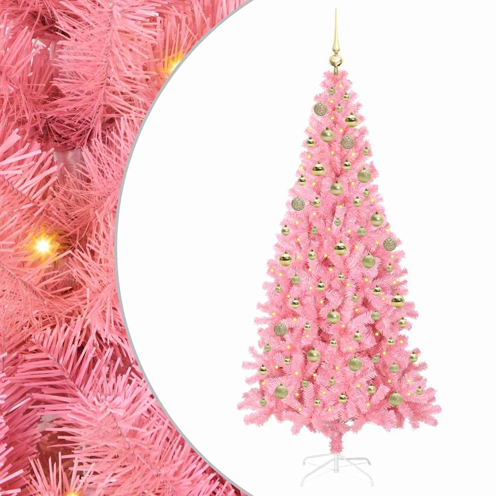 Christmas Tree with 300 LEDs with Stand Pink 180 cm PVC