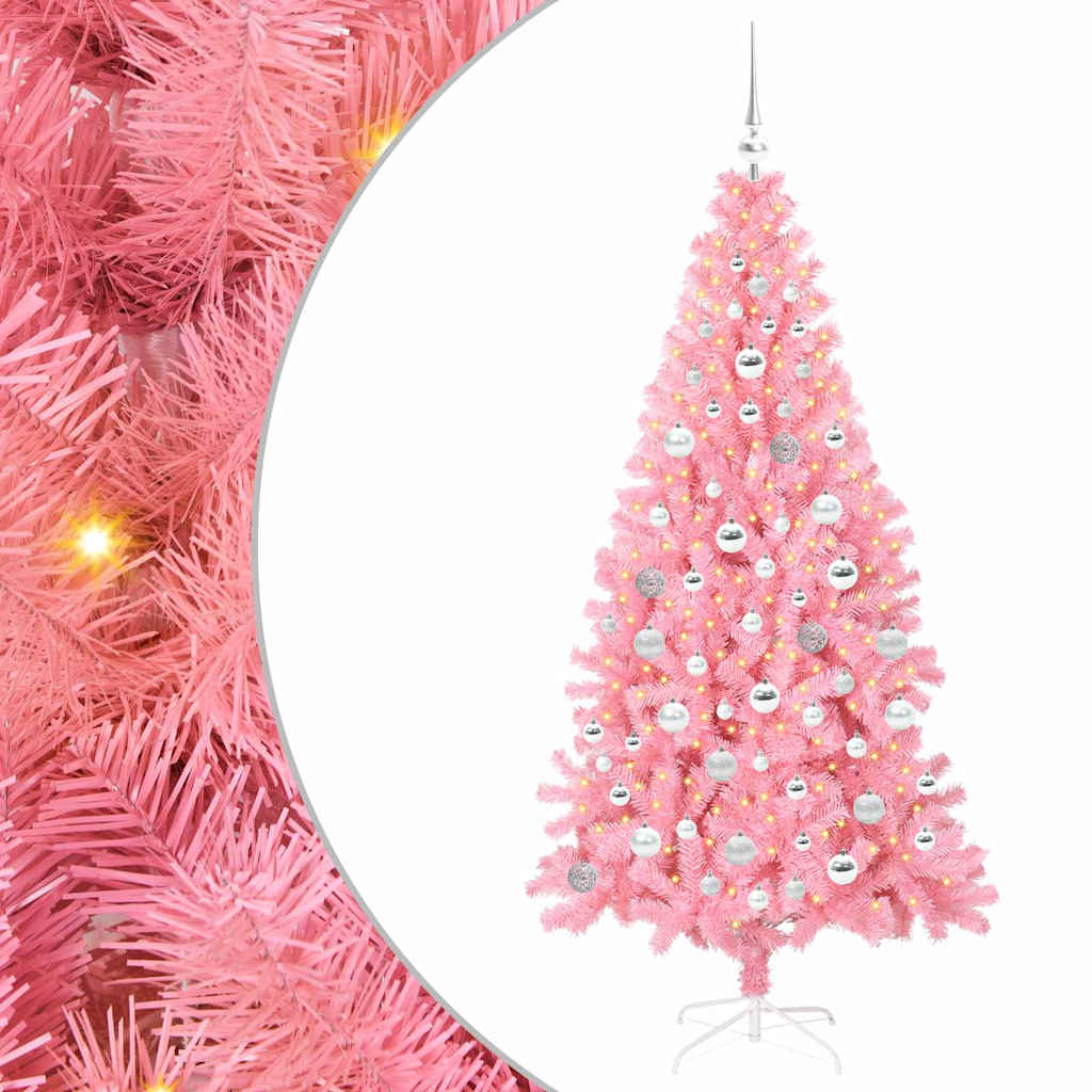 Christmas Tree with 300 LEDs with Stand Pink 180 cm PVC