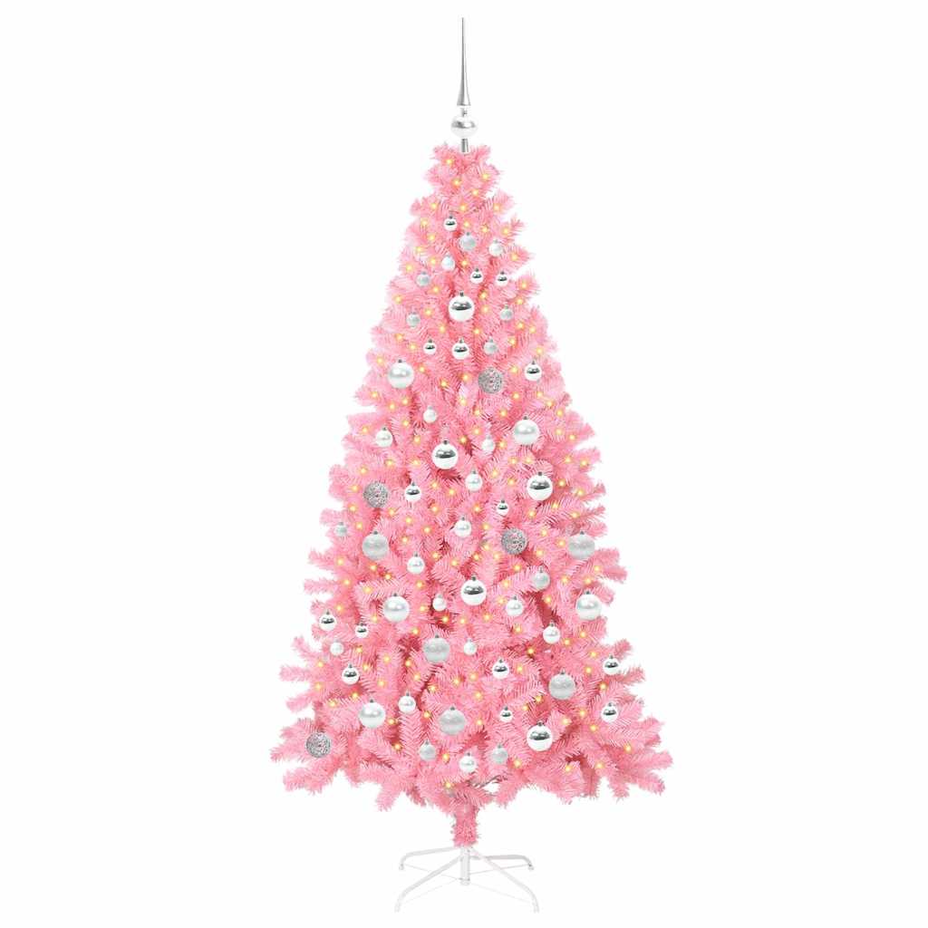 Christmas Tree with 300 LEDs with Stand Pink 180 cm PVC