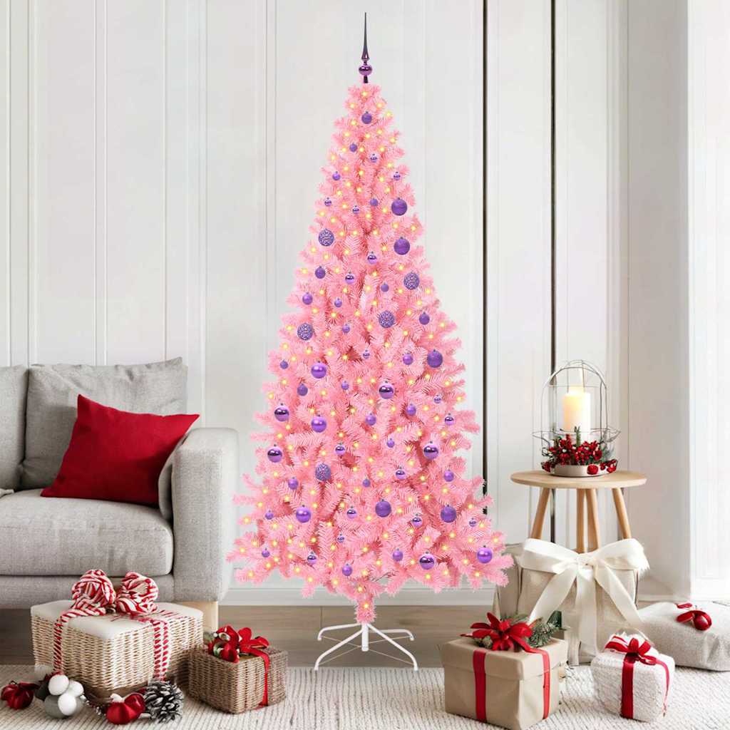 Christmas Tree with 300 LEDs with Stand Pink 180 cm PVC