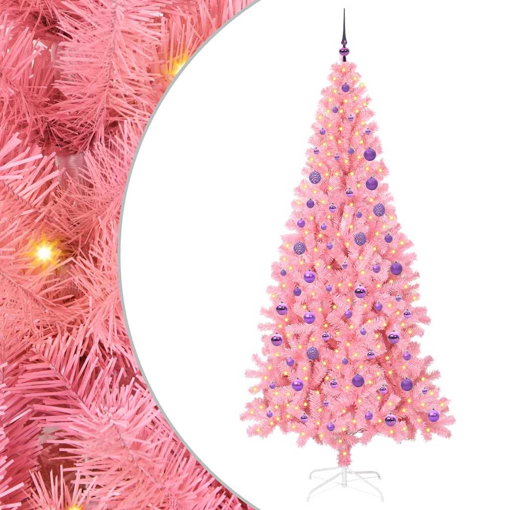 Christmas Tree with 300 LEDs with Stand Pink 180 cm PVC