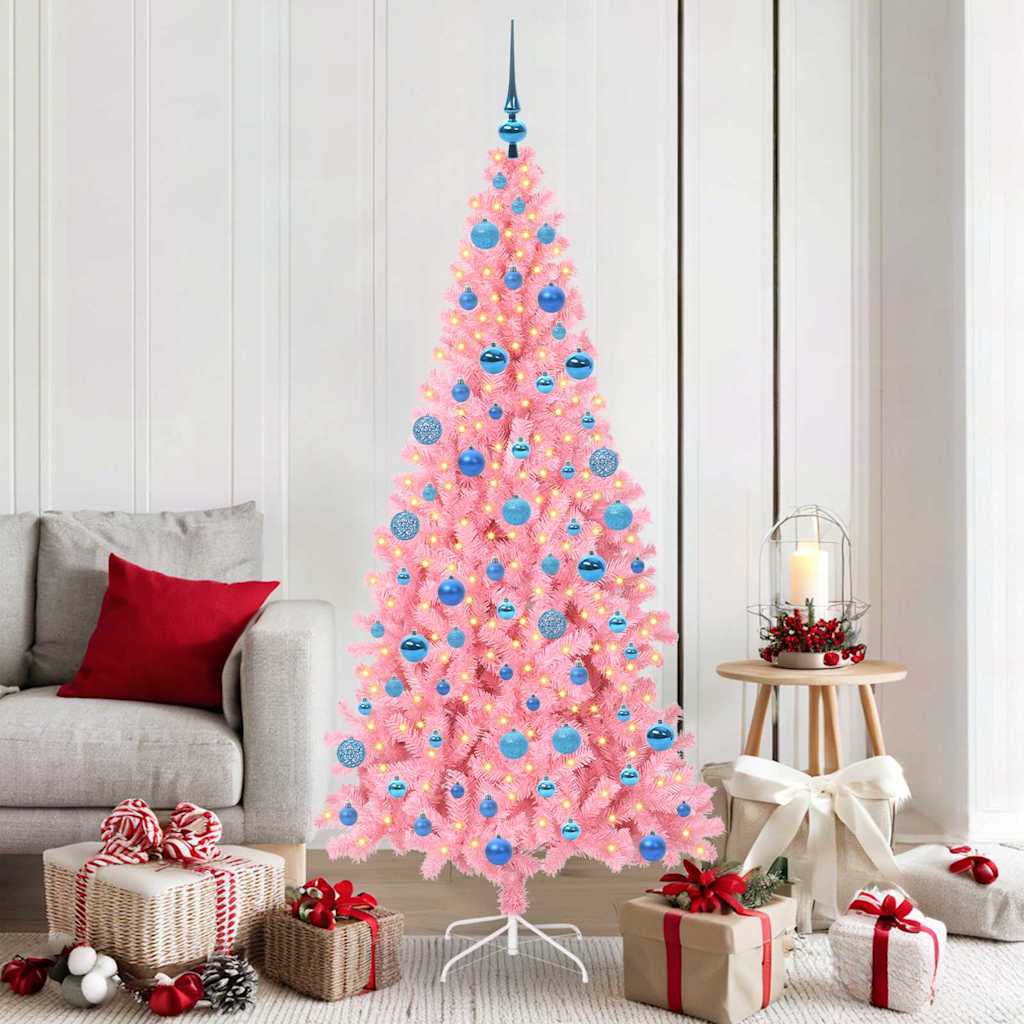 Christmas Tree with 300 LEDs with Stand Pink 180 cm PVC