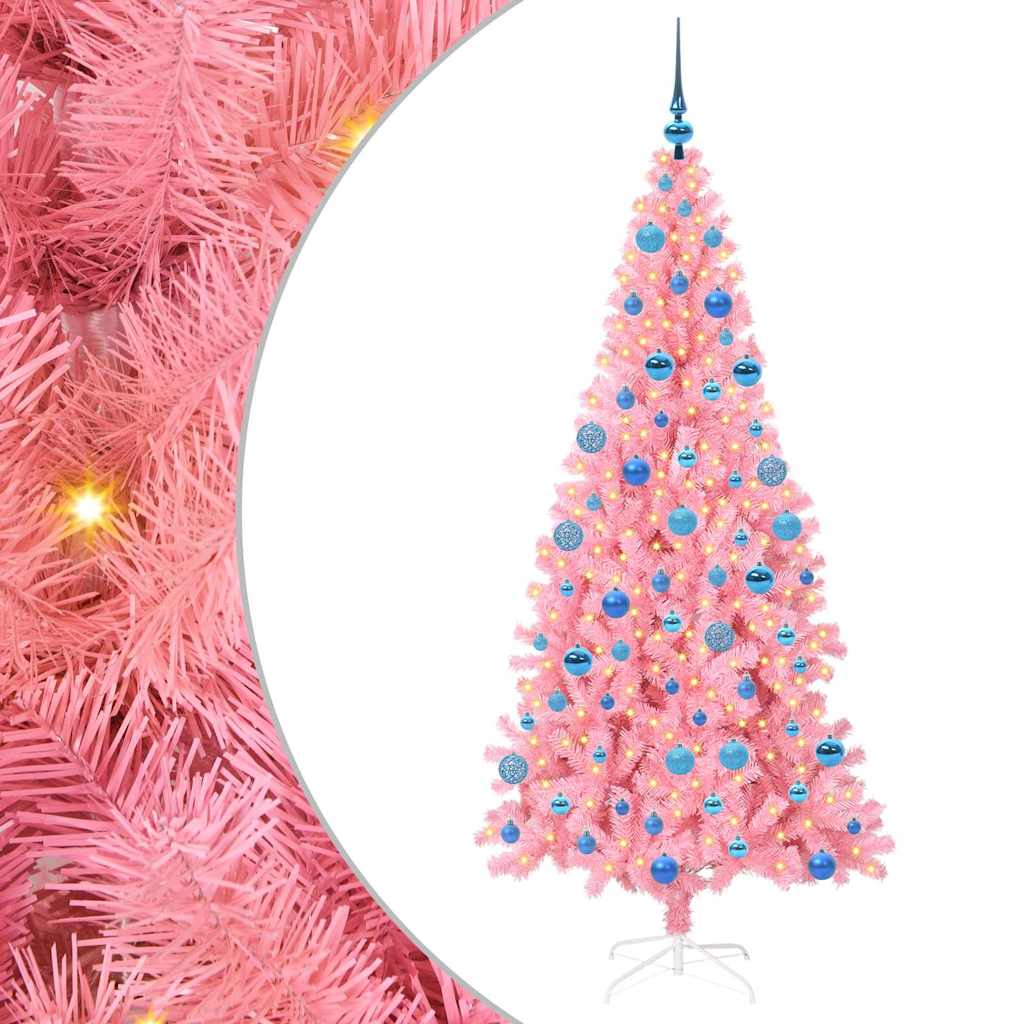 Christmas Tree with 300 LEDs with Stand Pink 180 cm PVC