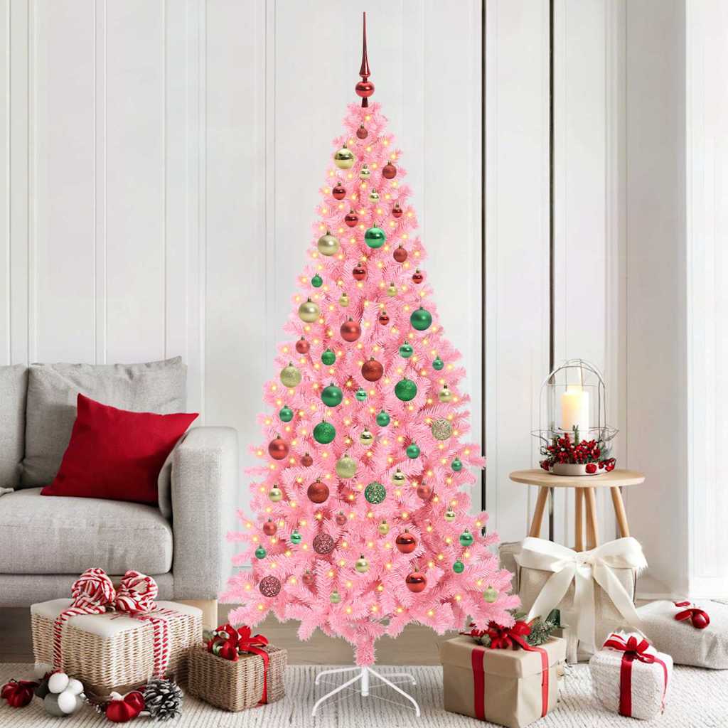 Christmas Tree with 300 LEDs with Stand Pink 180 cm PVC