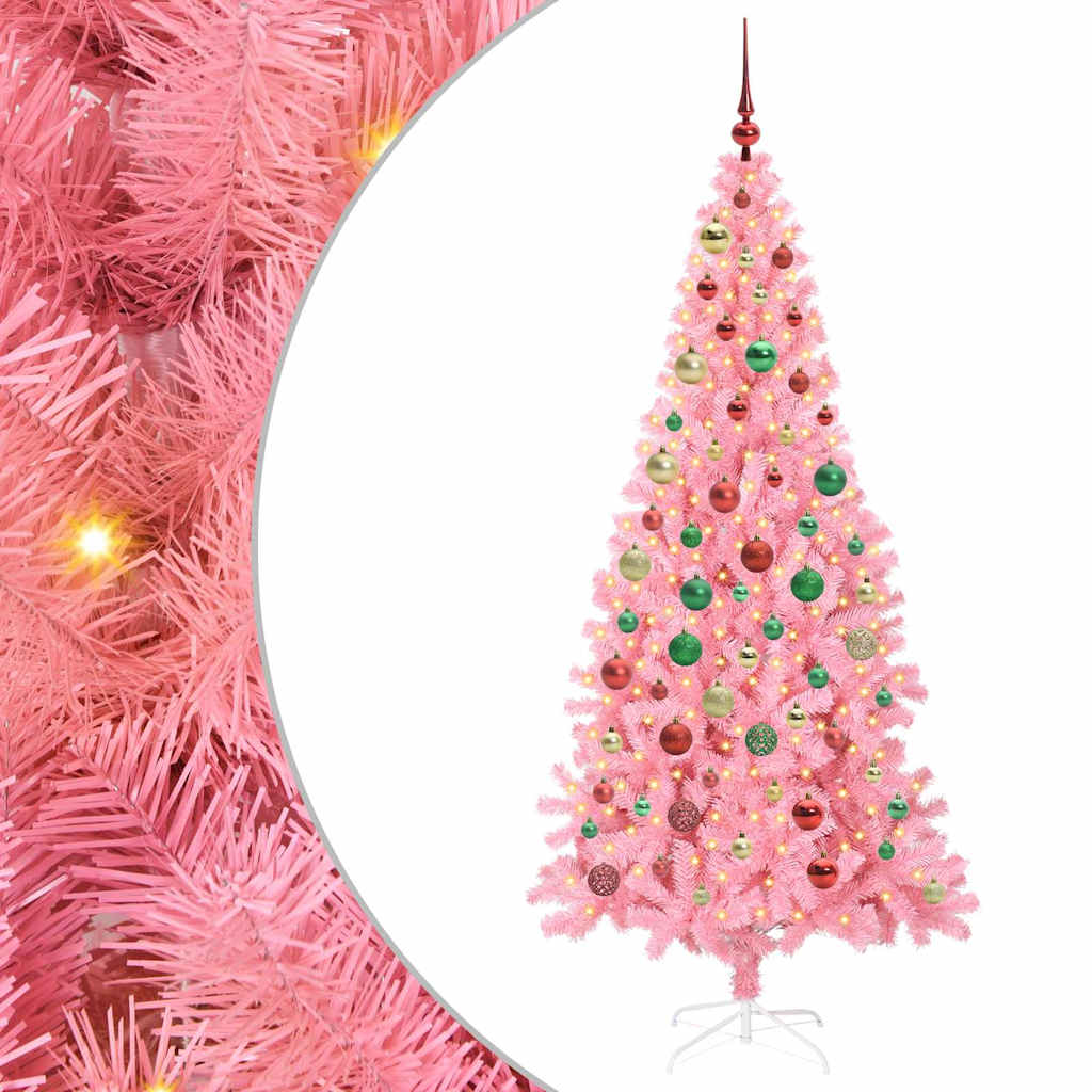 Christmas Tree with 300 LEDs with Stand Pink 180 cm PVC