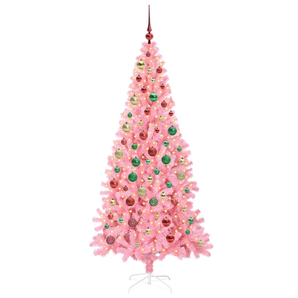 Christmas Tree with 300 LEDs with Stand Pink 180 cm PVC