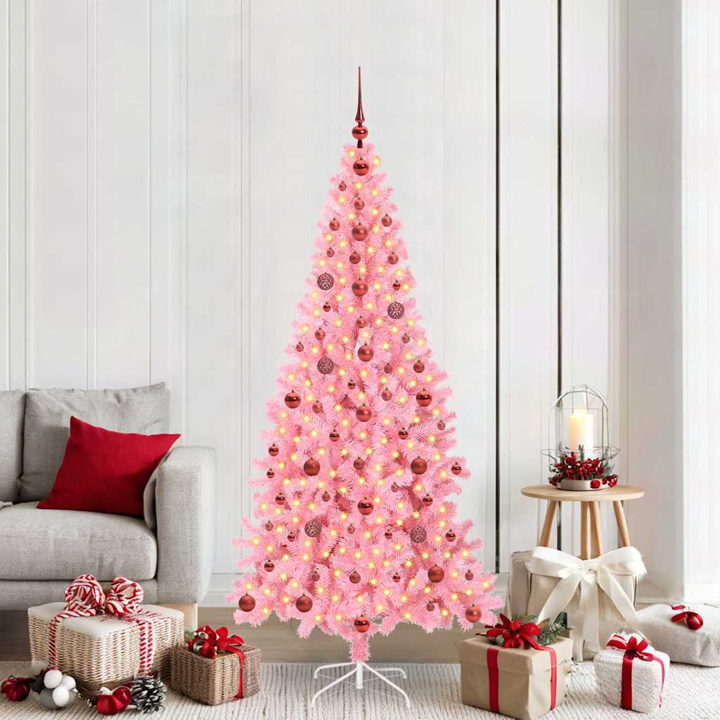 Christmas Tree with 300 LEDs with Stand Pink 210 cm PVC