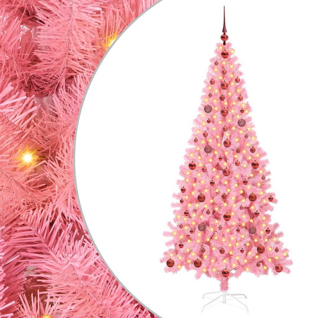Christmas Tree with 300 LEDs with Stand Pink 210 cm PVC