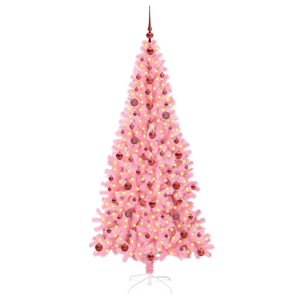 Christmas Tree with 300 LEDs with Stand Pink 210 cm PVC