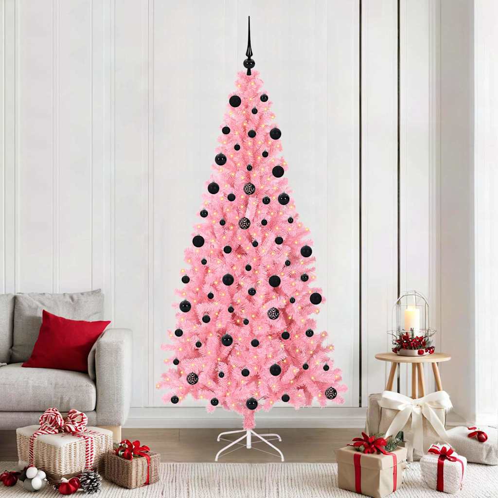 Christmas Tree with 300 LEDs with Stand Pink 210 cm PVC