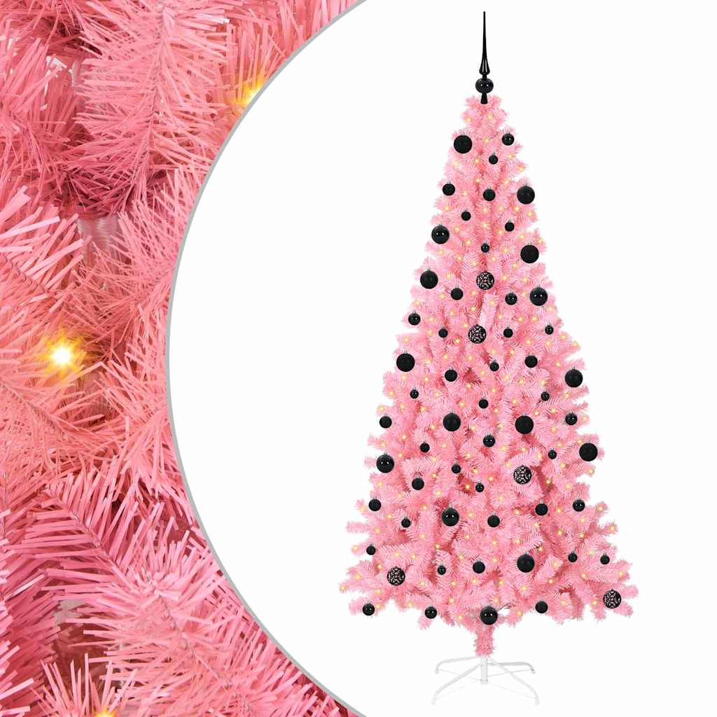 Christmas Tree with 300 LEDs with Stand Pink 210 cm PVC