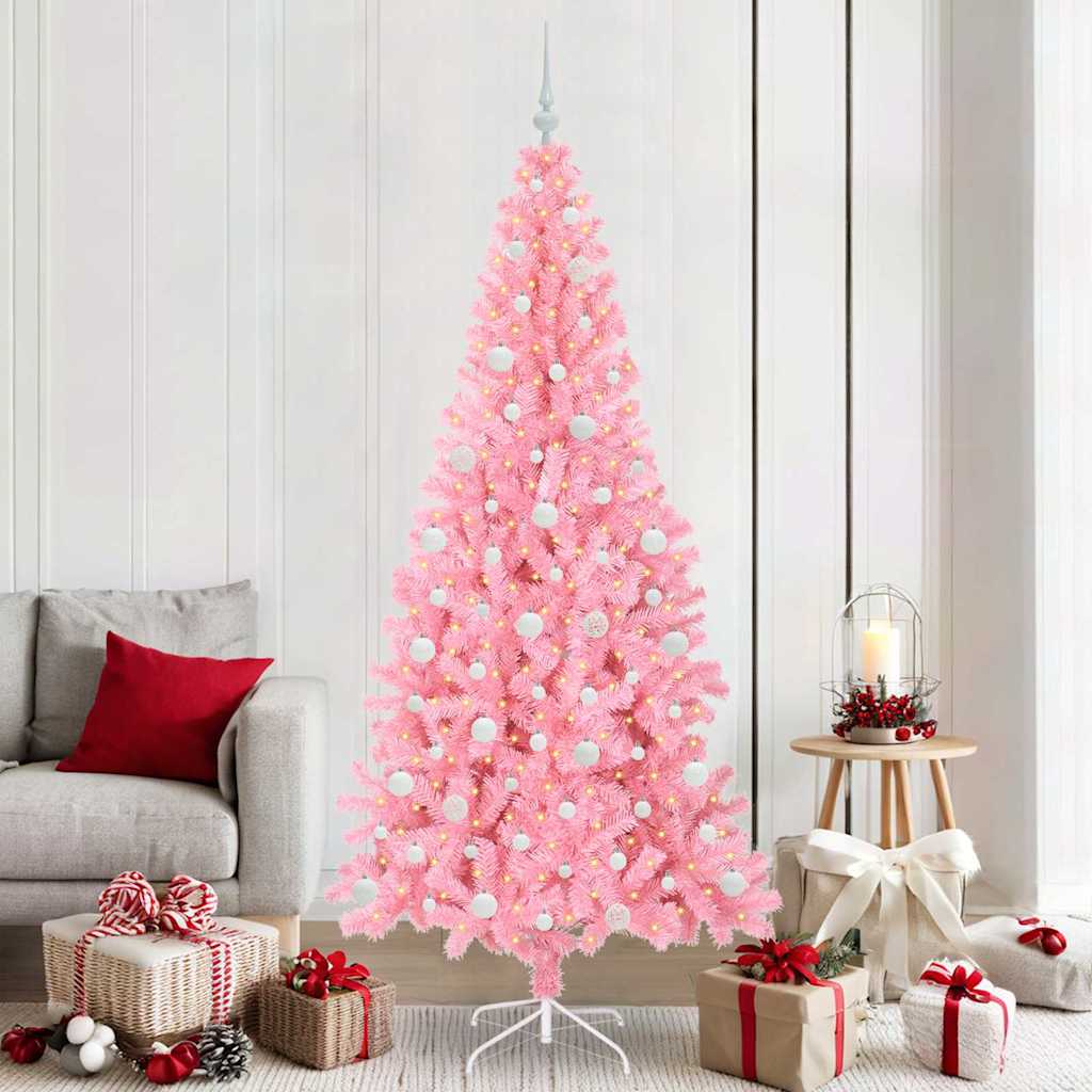 Christmas Tree with 300 LEDs with Stand Pink 210 cm PVC