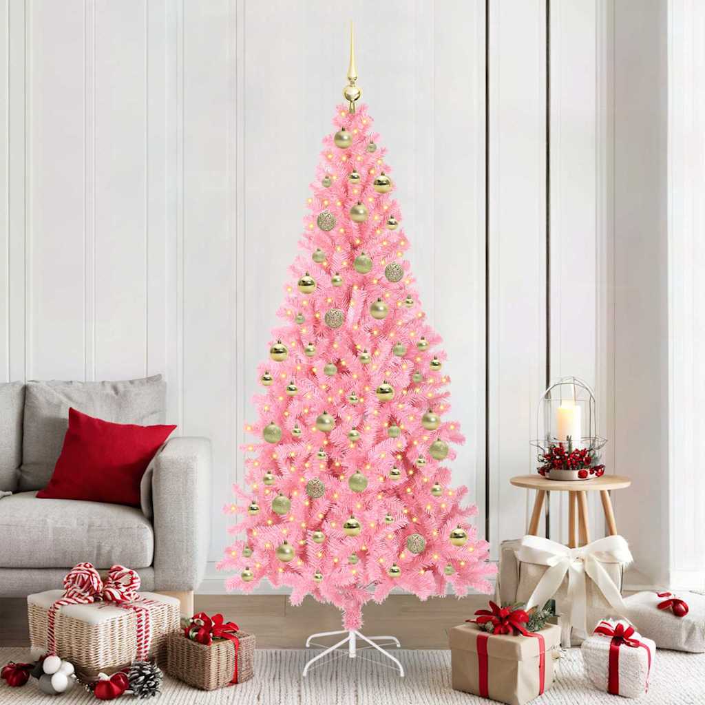 Christmas Tree with 300 LEDs with Stand Pink 210 cm PVC