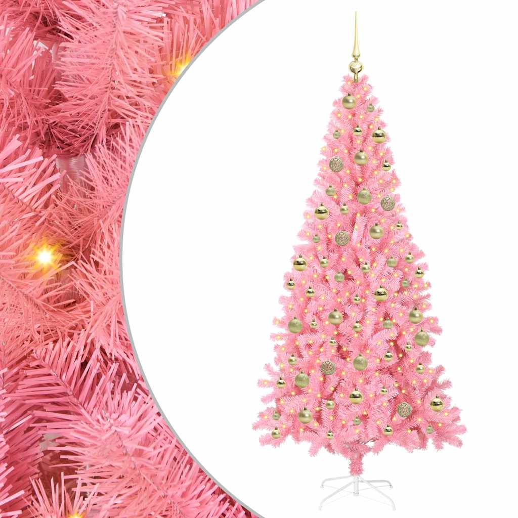 Christmas Tree with 300 LEDs with Stand Pink 210 cm PVC