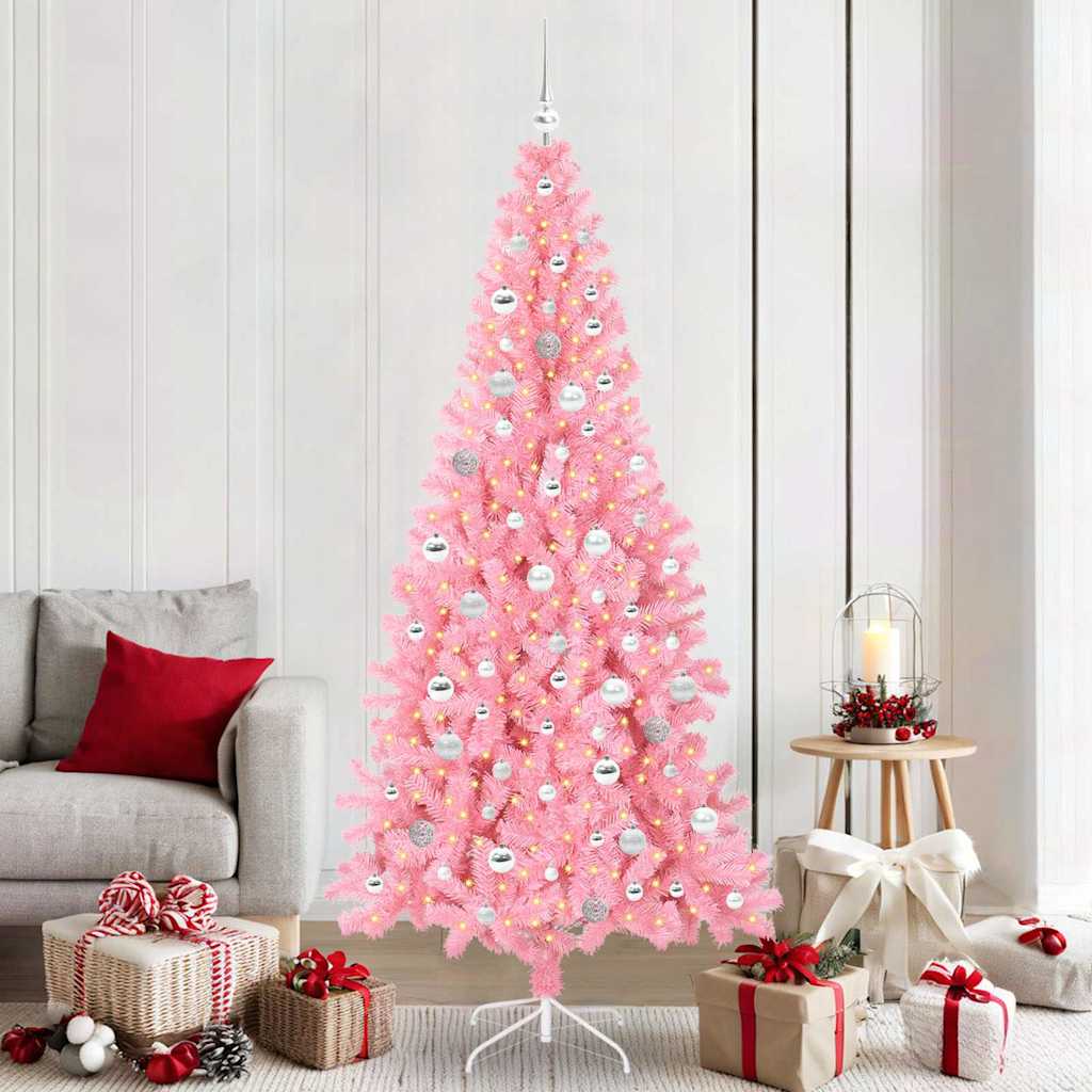 Christmas Tree with 300 LEDs with Stand Pink 210 cm PVC