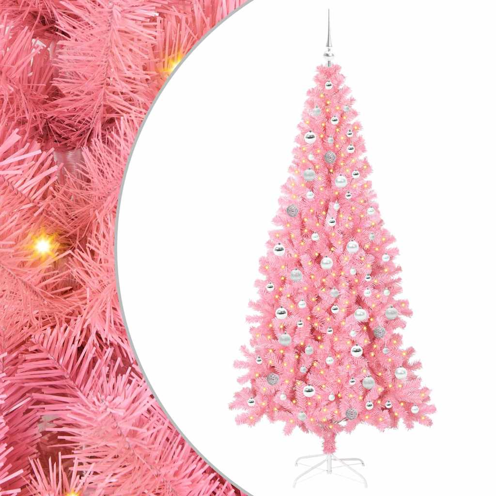Christmas Tree with 300 LEDs with Stand Pink 210 cm PVC