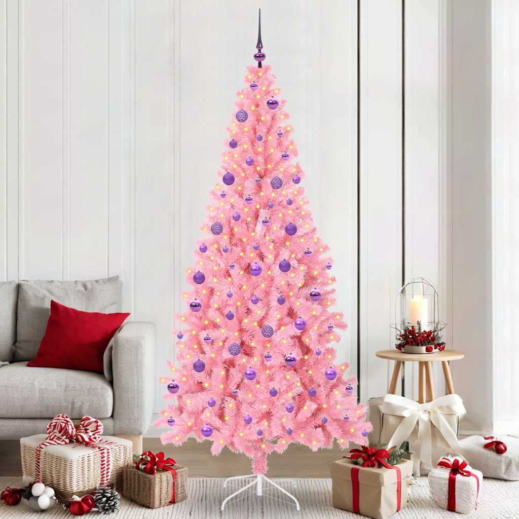 Christmas Tree with 300 LEDs with Stand Pink 210 cm PVC