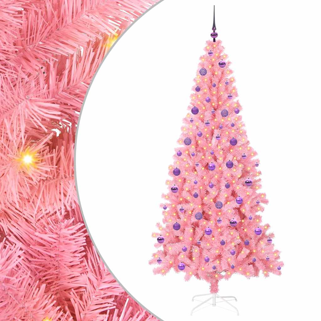 Christmas Tree with 300 LEDs with Stand Pink 210 cm PVC
