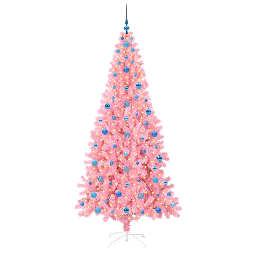 Christmas Tree with 300 LEDs with Stand Pink 210 cm PVC