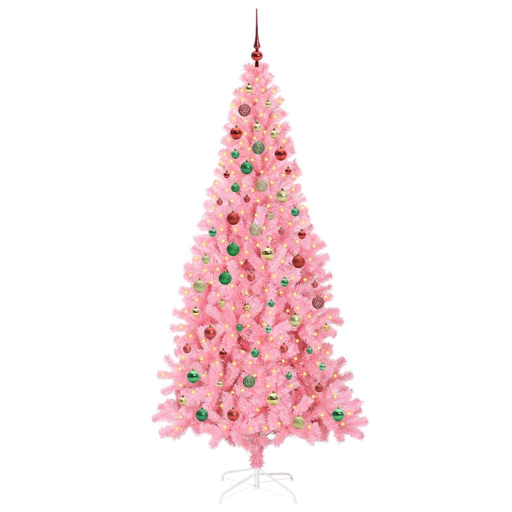 Christmas Tree with 300 LEDs with Stand Pink 210 cm PVC