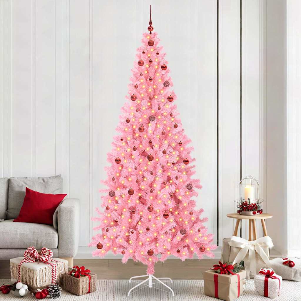 Christmas Tree with 300 LEDs with Stand Pink 240 cm PVC