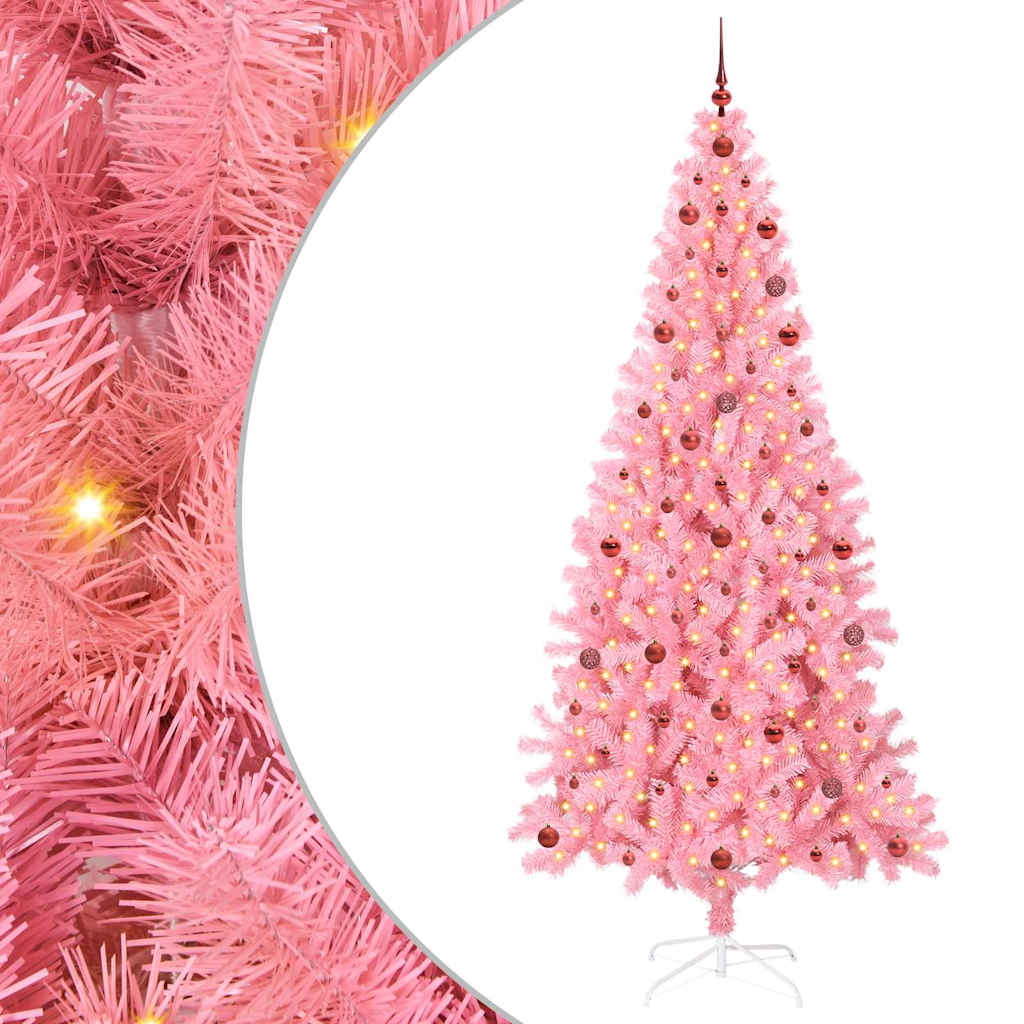 Christmas Tree with 300 LEDs with Stand Pink 240 cm PVC