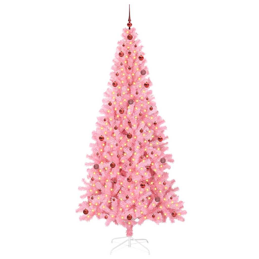 Christmas Tree with 300 LEDs with Stand Pink 240 cm PVC