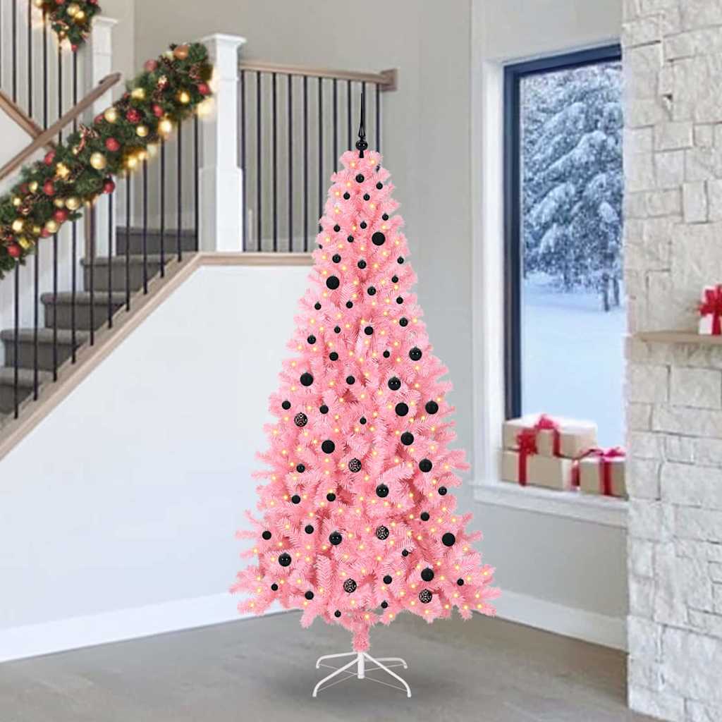 Christmas Tree with 300 LEDs with Stand Pink 240 cm PVC