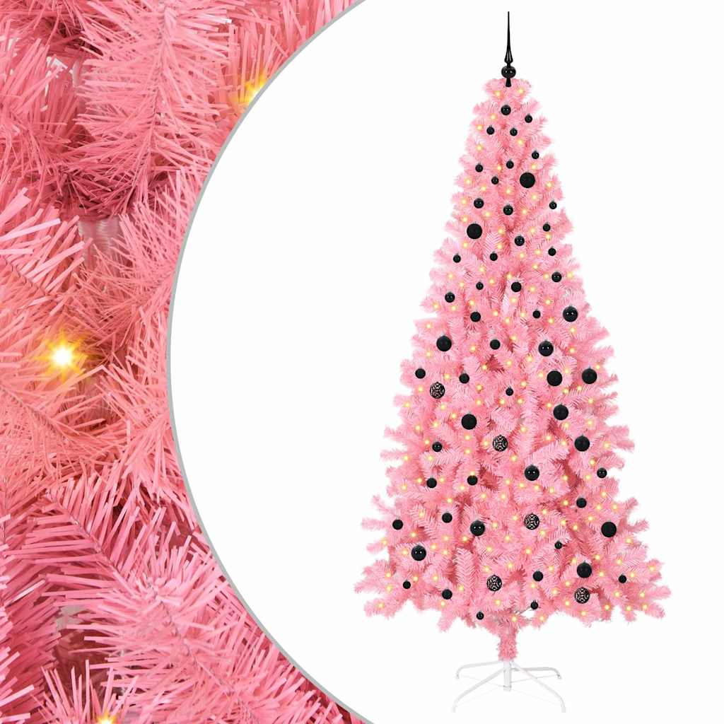 Christmas Tree with 300 LEDs with Stand Pink 240 cm PVC