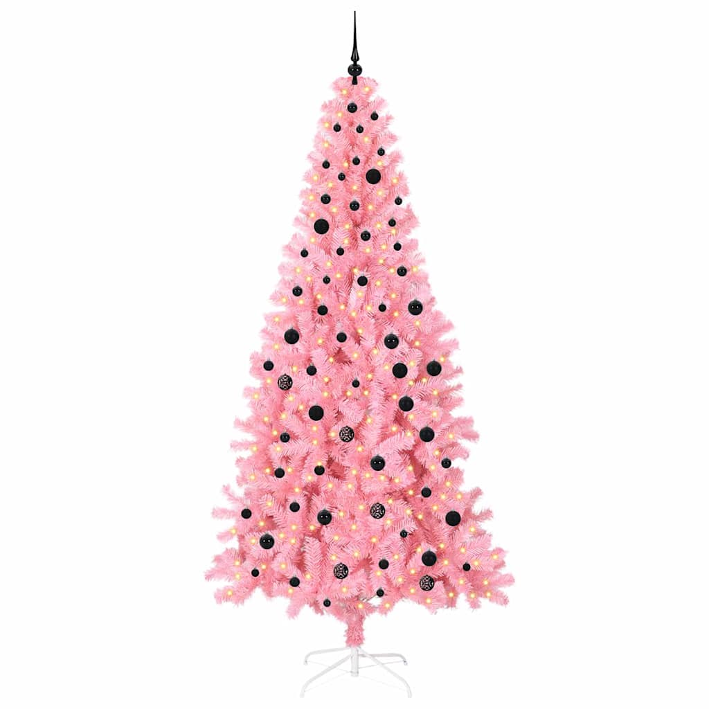 Christmas Tree with 300 LEDs with Stand Pink 240 cm PVC