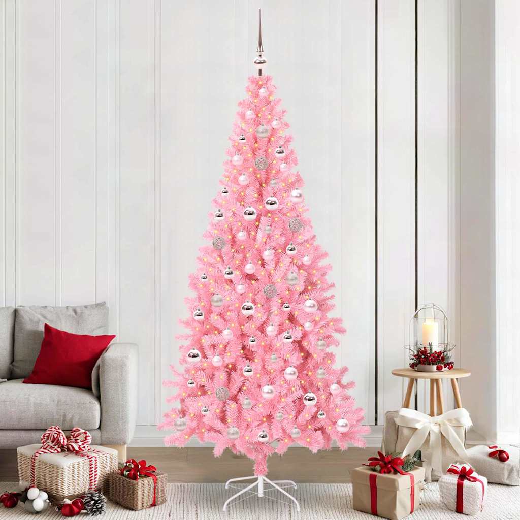 Christmas Tree with 300 LEDs with Stand Pink 240 cm PVC