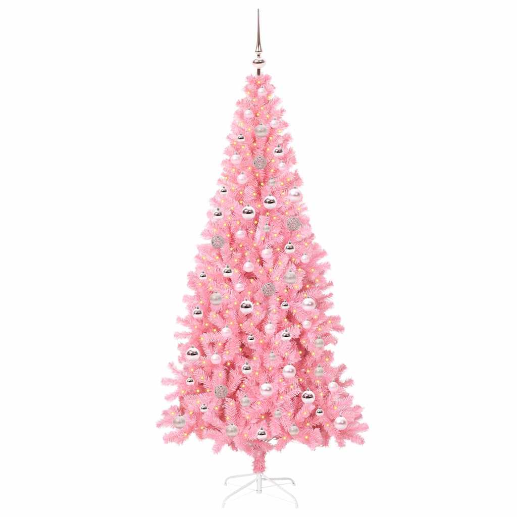 Christmas Tree with 300 LEDs with Stand Pink 240 cm PVC