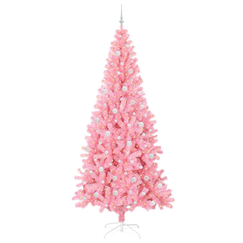 Christmas Tree with 300 LEDs with Stand Pink 240 cm PVC