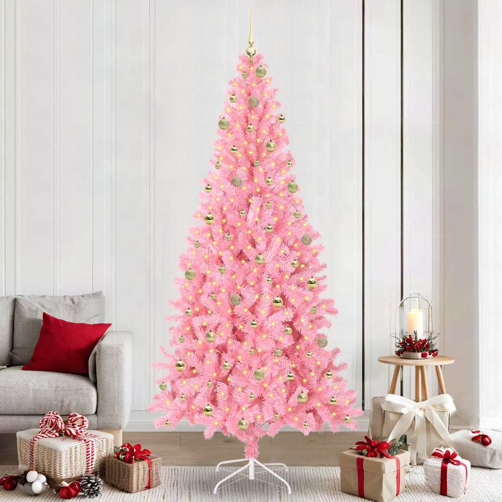 Christmas Tree with 300 LEDs with Stand Pink 240 cm PVC