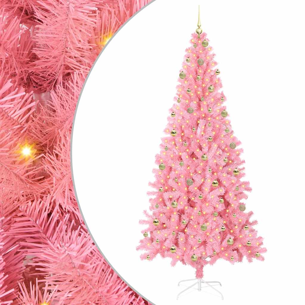 Christmas Tree with 300 LEDs with Stand Pink 240 cm PVC